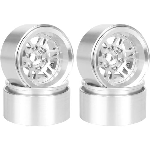 KYAOAYO-4Pcs 1,9"" Beadlock Roues Offset-10Mm En Alliage D'Aluminium Jantes Pour 1/10 Rc Voiture Rock Crawler Car Pour Axial Scx10 Trx4 Gen8 Trx6 D90 D110 Upgrade Accessoires (Argent)