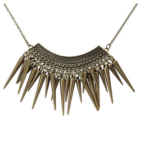 Collier Chaine Pendentif Sautoir A Rivets Punk Cone Retro Femme Necklace