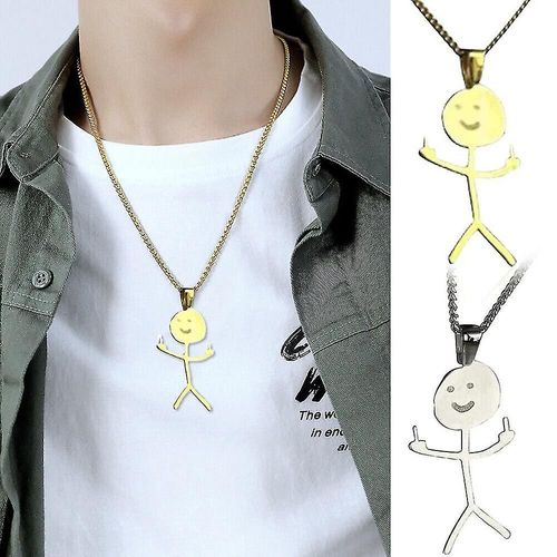 Collier Drôle De Griffonnage, Colliers Personnalisés De Geste De Main D'allumette Or