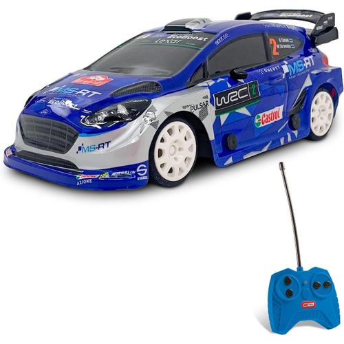 KYAOAYO-Motors - Ford Fiesta Wrc Radiocommandée - Modèle Échelle 1:28 - Vitesse Jusqu'À 10 Km/H - Voiture Jouet Pour Enfant - 63543 Bleu/Blanc/Noir