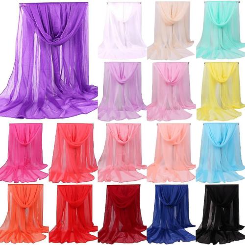 Femmes Long Softy Wrap Châle En Mousseline De Soie Écharpe Décontractée Foulards Étoles Rouge Pastèque