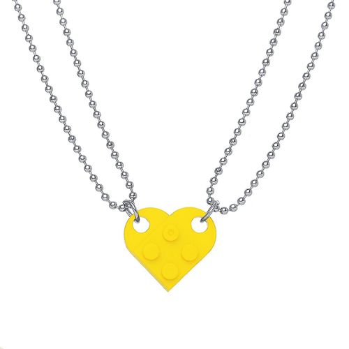 Colliers Assortis Pour Hommes Et Femmes, 2 Pièces, Détachables, Attrayants, Pendentif En Forme De C¿Ur, Ras Du Cou, Pour Couple, Jaune