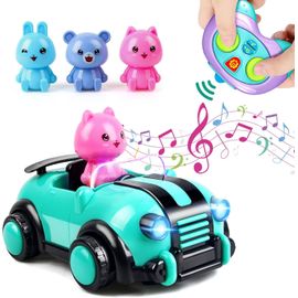 Kyaoayo-Jouet Enfant 2+ Ans, Voiture Télécommandée Rc Avec Musique Et Lumière, Cadeaux D'anniversaire Noël Pour Fille Garçon 18+ Mois,Vert-Sanag