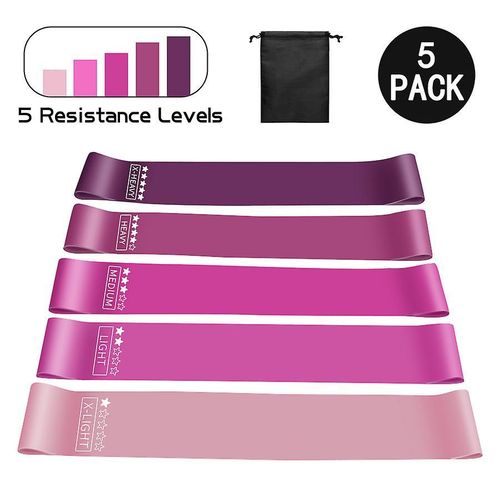 5 Pièces Bandes D'entraînement De Bande De Résistance Pour Femmes Et Hommes Bandes Élastiques Avec 5 Niveaux De Résistance Différents Pour L'exercice, La Gym, L'entraînement, Le Yoga, Le Pilates, La Maison Violet