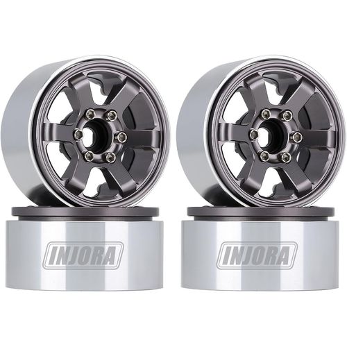 KYAOAYO-Rc Crawler Jante 1,9Inch Beadlock Roue Pneus Pour 1:10 Rc Crawler Axial Scx10 Pro Vs4-10 Redcat Gen 8 7 Pro Enduro Trx4 (4Pcs, Gris)