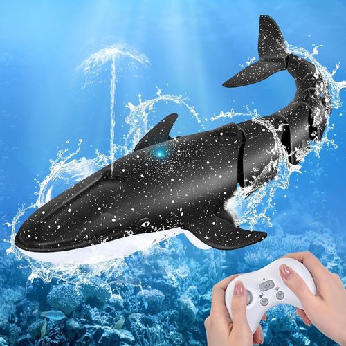 KYAOAYO-Jouet Baleine Télécommandé, 2.4 Ghz Baleine Bateau Télécommandé Jouet Avec Usb, Jouet Rc Baleine, Baleine Telecommande Cadeau Pour Garçons Et Filles De 6+ Ans Piscines Lacs (Noir)