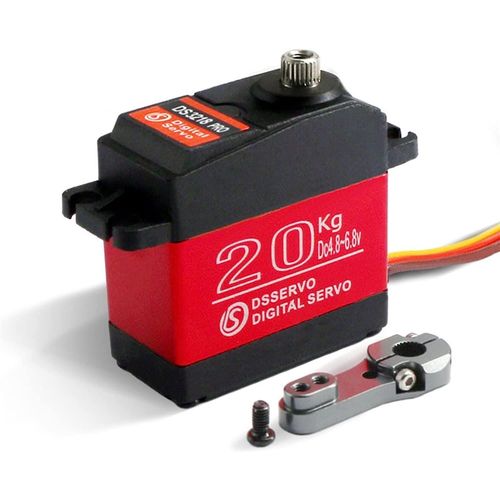 KYAOAYO-Servomoteur Numérique Ds3218 Pro 6V 20Kg | Contrôle Précis 180 Degrés | Étanche Pour Robotique Et Modélisme | Inclut Pignon 25T, Aluminium