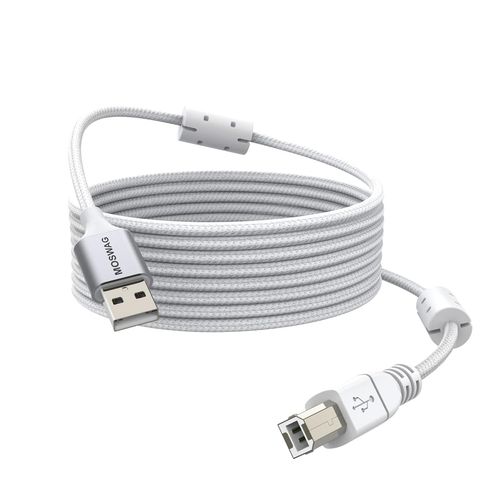 KALANKA-Printer Cable, USB 2.0 A Male to USB B Scanner Cord Printer, USB Cable A to B 2.0 Nylon Braided Compatible with HP, Dell, Brother, Xerox, Samsung and others (5M)