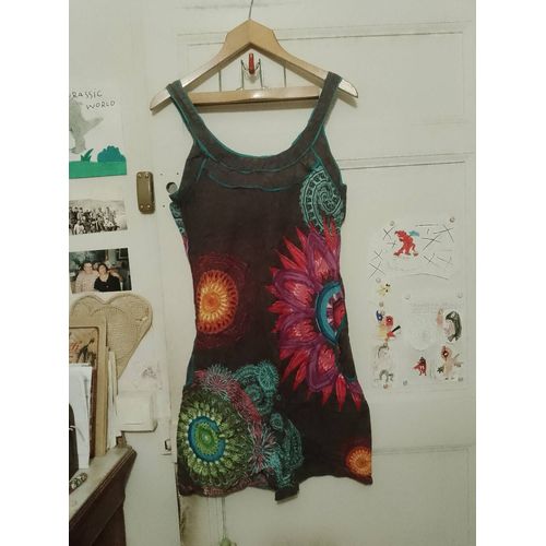 Robe Grise Motifs Colorés 42 Xl Coton Du Monde.