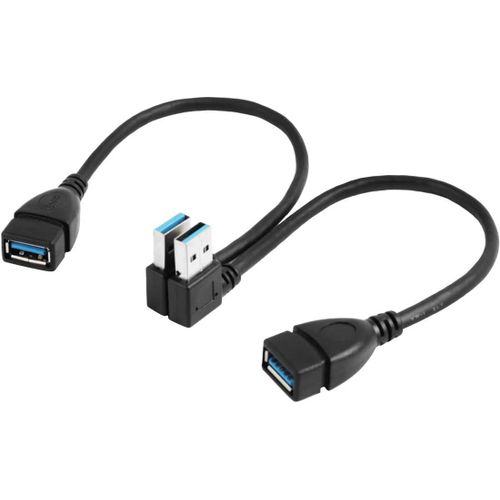 KALANKA-USB Extension Cable 3 Pack 20cm Left and Right Angle Type A Male to Female Adapter High Speed Connection