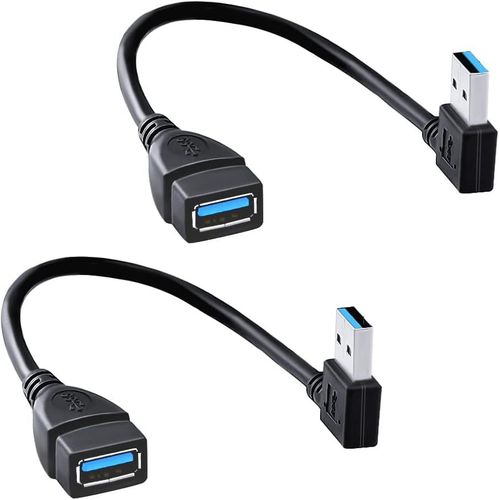 KALANKA-SuperSpeed USB 3.0 Extension Cable Male to Female 90 Degree for USB Device with USB Port 20cm (2 Pack)