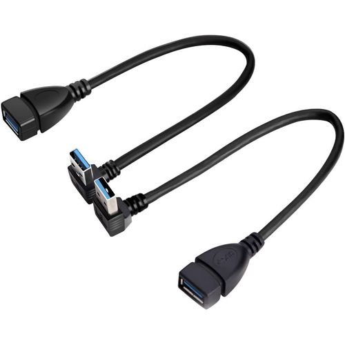 KALANKA-SuperSpeed USB 3.0 Extension Cable Male to Female 90 Degree for USB Device with USB Port 20cm (2 Pack)