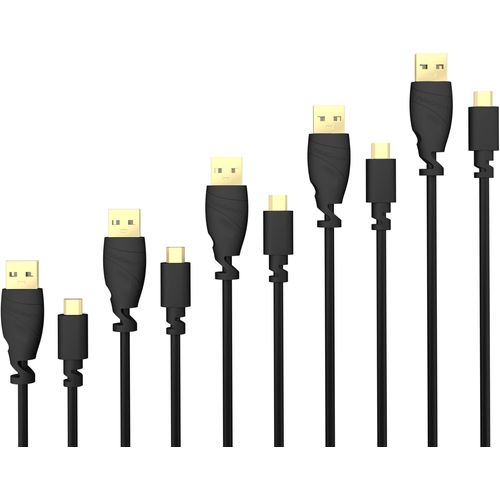 KALANKA-5x 0.5 m Micro USB Cable (USB 2.0, charging and sync cable, black) TOP Series