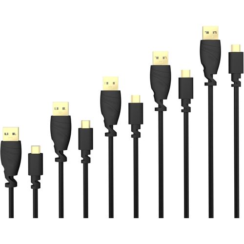 KALANKA-5x 1.5 m Micro USB Cable (USB 2.0, charging and sync cable, black) TOP Series