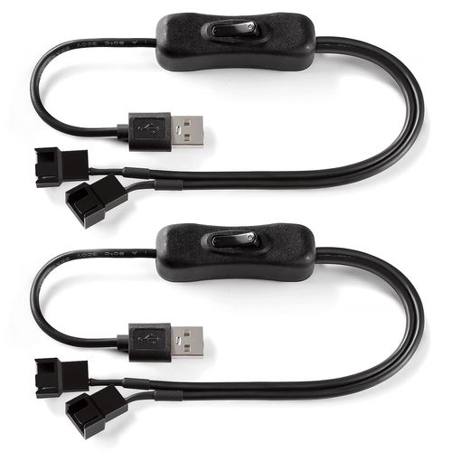KALANKA-2Pcs 40cm USB Power Adapter Cables to Dual 3 Pin/4 Pin PWM 5V with Switch, USB to 3 Pin/4 Pin Fan Adapter Cable with On/Off Switch