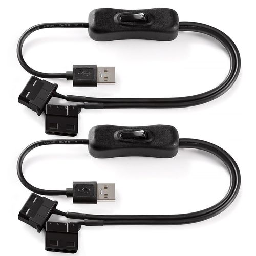KALANKA-2Pcs 40cm USB Power Adapter Cables to Dual 4 Pin Molex PWM 5V with Switch, USB to 4 Pin Molex Fan Adapter Cable with On/Off Switch