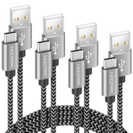KALANKA-Set of USB-C Cables (4 Pieces - 0.5 m 1 m 2 m 3 m) Nylon Charging Cable Data Cable USB Type C Metal Connector Charging & Sync for Mobile Phone & Smartphone