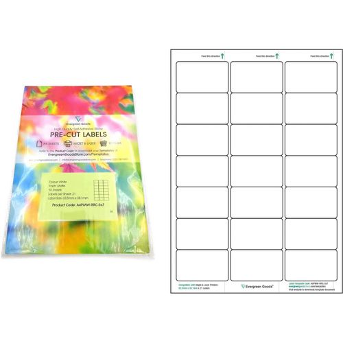 Ershi-Evergreen Goods Lot De 2 100 Étiquettes Autocollantes Prédécoupées A4 En Papier Blanc Mat Imprimables 3 X 7, 21 Par Feuille [1048]