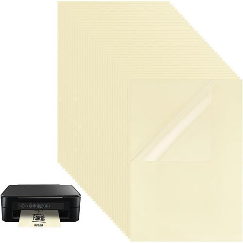 Ershi-30 Feuilles Transparent Autocollant Autocollant Étanche A4 Blanc Clear Pet Film Étiquette Autocollant Convient Uniquement Po[835]