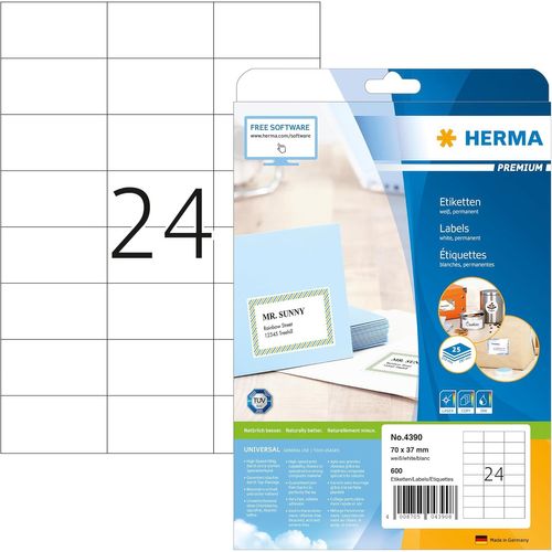 ERSHI-Herma 4390 Étiquettes 70 x 37 Premium A4 600 pièces Blanc[939]