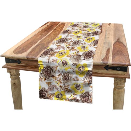 Ershi- Ancien Chemin De Table, Grungy Roses Romantique, Rectangulaire Décoratif Pour Salle À Manger, 40 X 180 Cm, Beige Brun[1248]