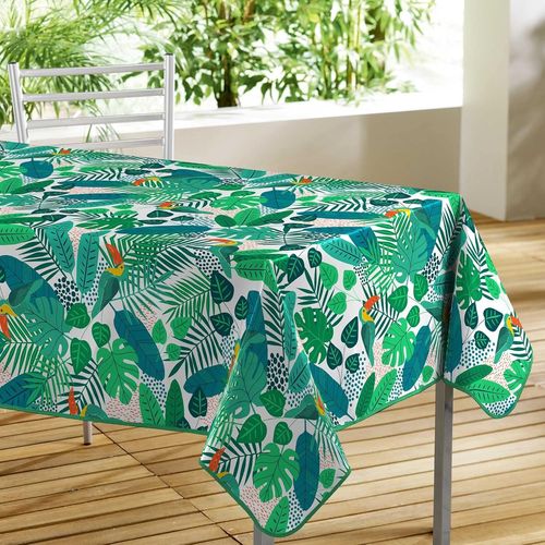 Ershi- Nappe Rectangle (140 X 300 Cm) Carlita Blanc, Pvc Imprimé[1404]