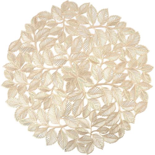 ERSHI- 5pcs Rond Set de Table Feuilles Creux en PVC Lavable, Isolation Thermique, Décoration de Table Antidérapant Tapis de Tasse R[1602]