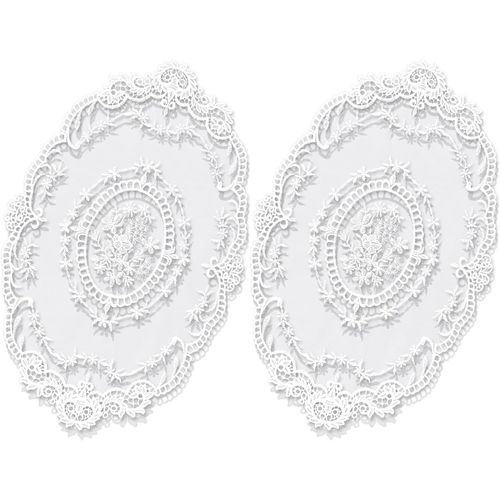 ERSHI- Lot de 2 Sets de Table rétro en Dentelle française, Sets de Table à Broderie Florale exquise, napperons au Crochet, Dessous [1494]