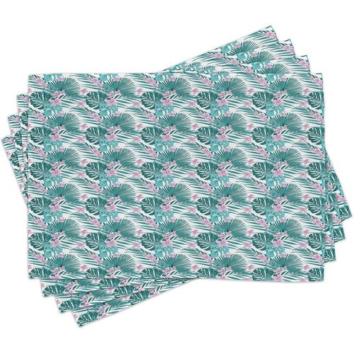 Ershi- Tropical Lot De Sets De Table En 4 Pièces, Jungle Coconut Monstera, Tissu Lavable Pour Salle À Manger Et Cuisine, Standard, [1513]