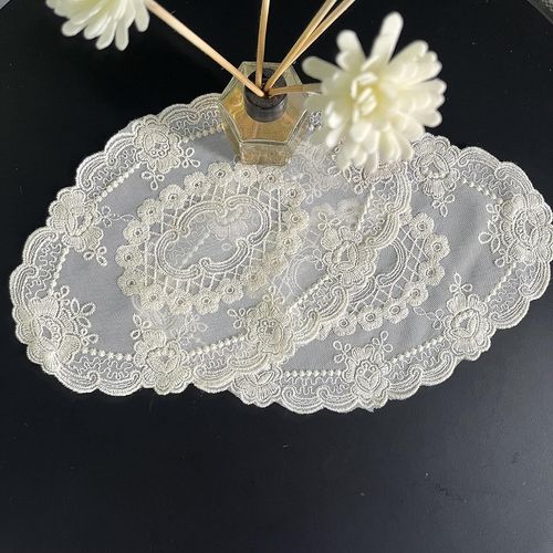 Ershi- Lot De 2 Sets De Table Rétro En Dentelle Brodée De Fleurs Exquises, Tapis De Tasse Vintage Pour Décoration De La Maison, Bla[1737]