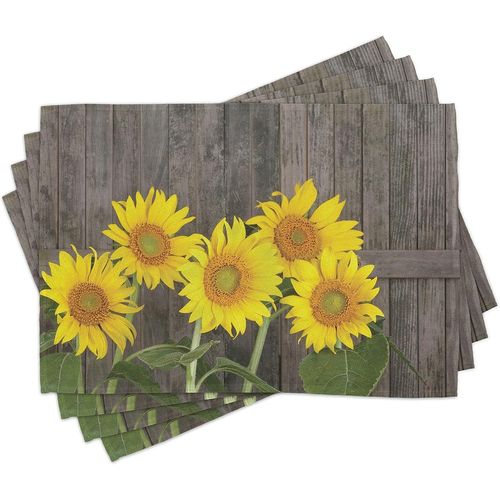Ershi- Tournesol Lot De Sets De Table En 4 Pièces, Helianthus Tournesols, Tissu Lavable Pour Salle À Manger Et Cuisine, Standard, G[1388]