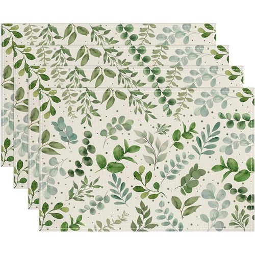 ERSHI- Lot de 4 Sets de Table Feuilles d'eucalyptus, Sets de Table Feuilles Vertes, Sets de Table Lavable, Printemps et été Décorat[665]