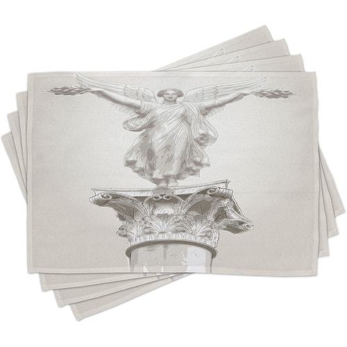 Ershi- Rétro Lot De Sets De Table En 4 Pièces, Ange Grec Mythe Muse, Tissu Lavable Pour Salle À Manger Et Cuisine, Standard, Blanc [914]