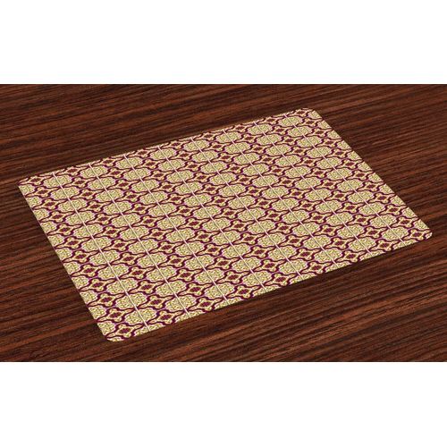Ershi- Marocain Lot De Sets De Table En 4 Pièces, Traditionnel Carreaux De Mosaïque, Tissu Lavable Pour Salle À Manger Et Cuisine, [1532]