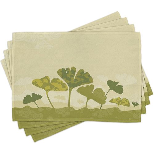 Ershi- Gingko Lot De Sets De Table En 4 Pièces, Les Feuilles Des Arbres Courbes Naturelles, Tissu Lavable Pour Salle À Manger Et Cu[985]
