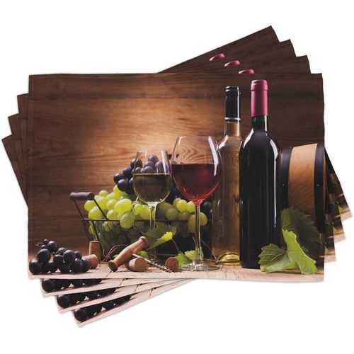 Ershi- Du Vin Lot De Sets De Table En 4 Pièces, Dégustation Gastronomique Française, Tissu Lavable Pour Salle À Manger Et Cuisine, [991]