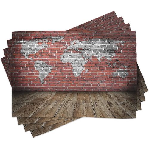 Ershi- Esprit D'aventure Lot De Sets De Table En 4 Pièces, Rustique Old Grunge Carte, Tissu Lavable Pour Salle À Manger Et Cuisine,[1001]