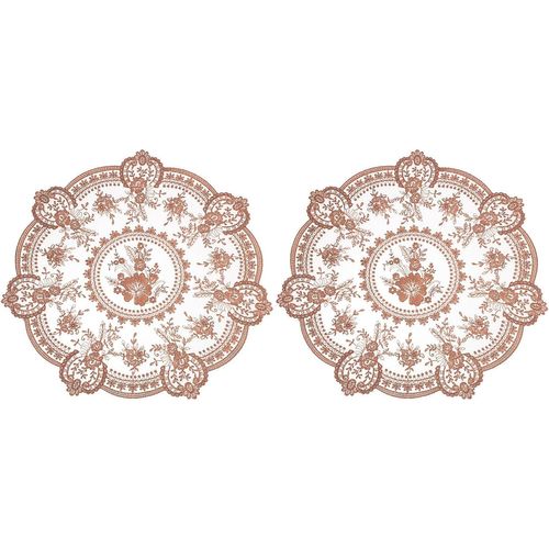 Ershi- Lot De 2 Sets De Table Rétro En Dentelle - 33 X 33 Cm - Napperons Ronds Brodés Délicats - Pour Table De Salle À Manger, Déco[3926]