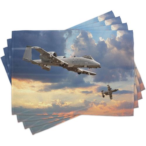 Ershi- Avion Lot De Sets De Table En 4 Pièces, Aviataion Design Thème, Tissu Lavable Pour Salle À Manger Et Cuisine, 30 Cm X 45 Cm,[4507]