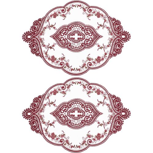 ERSHI- Lot De 2 Sets De Table Rétro en Dentelle, Ovales, Brodés, 30X43 Cm, Napperons Français en Crochet, Dessous De Verre, Tapis D[4003]