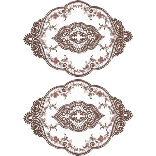 ERSHI- 2Pack De Sets De Table Rétro en Dentelle, Ovales, Brodés, De 12X17 Pouces, Napperons Français en Crochet, Dessous De Verre, [4001]