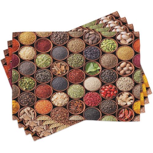 Ershi- Retro Lot De Sets De Table En 8 Pièces, Tissu Lavable Pour Salle À Manger Et Cuisine, 30 Cm X 45 Cm, Mehrfarbig[4461]