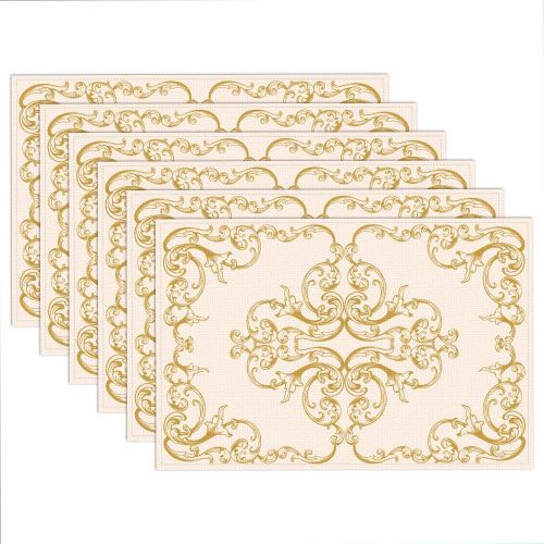 ERSHI- Lot de 6 Set Table Rétro à Motifs Floraux, 45x30cm Sets de Table en Tissu Floral Mandala Baroque Antidérapants Lavables Rési[4821]