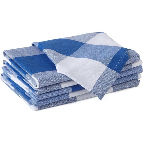 Ershi- Serviettes En Coton Lot De 6 | Carreaux Bleu Buffle | Taille 43x43 Cm | Serviettes De Table | Lavables En Machine Et Réutili[3012]