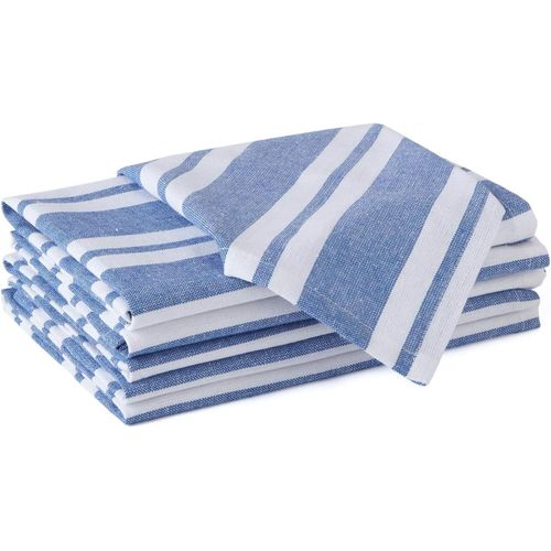 Ershi- Serviettes En Coton Lot De 6 | Rayures Bleues Franca | Taille 43x43 Cm | Serviettes De Table | Lavables En Machine Et Réutil[3011]