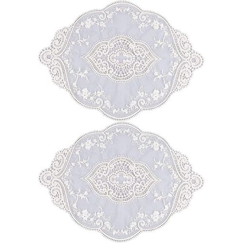 Ershi- 2 Lot De Sets De Table Brodés En Dentelle Au Crochet Pour Vase Ovale Avec Motif Floral Rétro Vintage Au Crochet De Style Fra[4141]