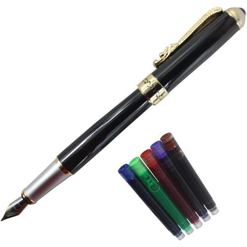 Ershi-Nacre Stylo Plume Blanc Dragon D'or Rubis Plus Noble ?il Avec Poussée En Style Convertisseur D'encre[790]