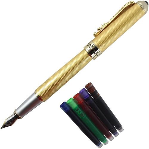 Ershi-Nacre Stylo Plume Blanc Dragon D'or Rubis Plus Noble ?il Avec Poussée En Style Convertisseur D'encre[788]