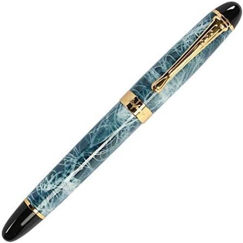 Ershi-Jinhao X450 Stylo-Plume En Marbre Bleu, Pointe Moyenne, Bordure Dorée, 16 Styles[415]