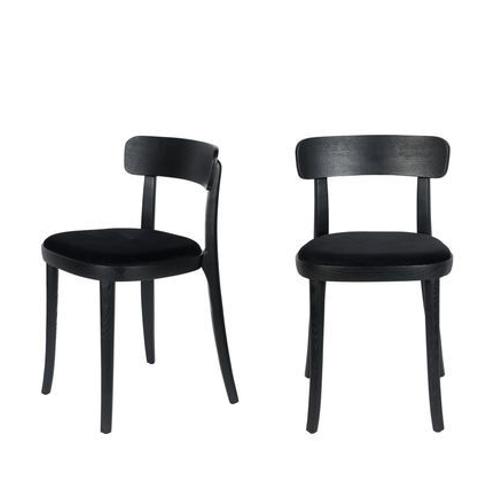 Dutchbone - Brandon - Lot De 2 Chaises En Velours Et Bois - Noir